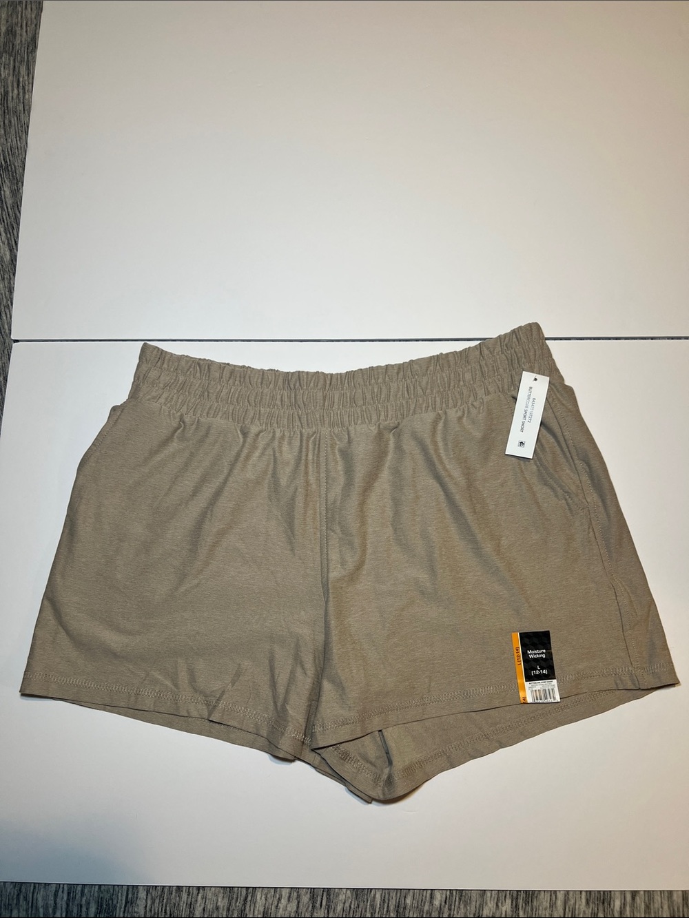 Athletic Works Taupe Elastic-Waist Athletic Shorts
